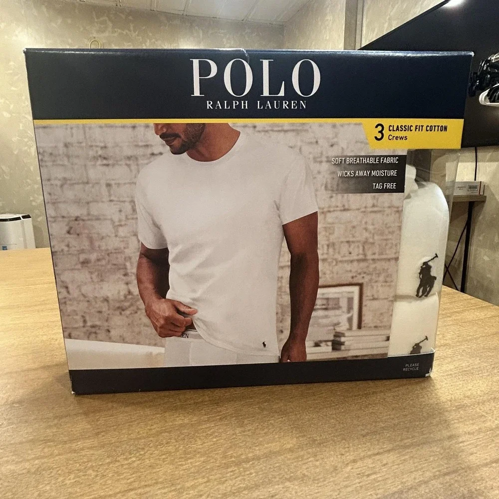 Polo Ralph Lauren Crew Undershirt Mens 2XL White Classic Fit 3 Pack Tagless
